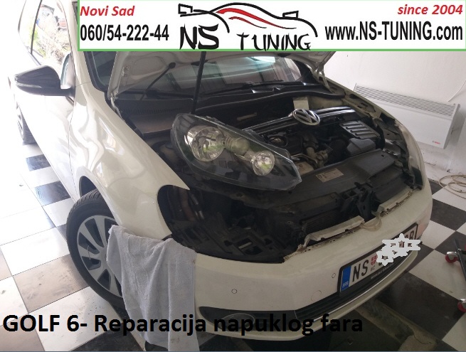 reparacija fara vw golf 6 novi sad napuklo staklo fara ulazi voda ns tuning servis